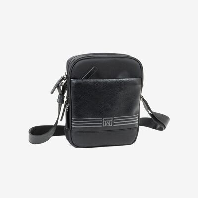 Sac reporter pour homme, coloris noir. Collection Reporters Nylon - 19x24 cm