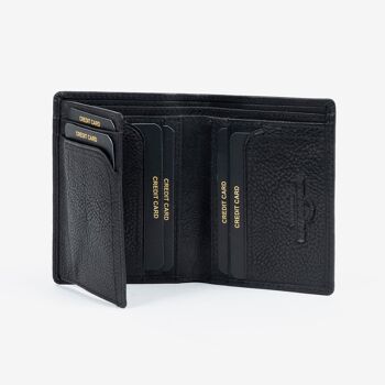 Portefeuille en cuir noir, Collection Wash Leather Wallets - 8,5x11 cm 2
