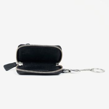 Porte-clés en cuir noir, Collection Wash Leather Wallet - 5x8 cm 2
