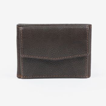 Petit portefeuille en cuir marron, Collection Wash Leather Wallets - 6x8,5 cm 3