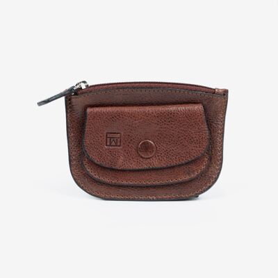 Porte-monnaie en cuir, couleur cuir, Collection Wash Leather Wallet - 10,5x8 cm