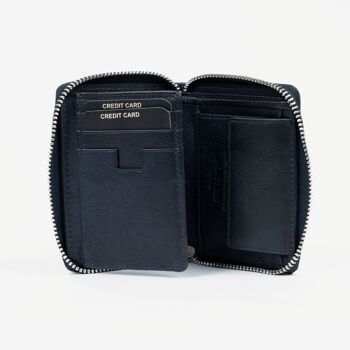 Portefeuille en cuir, couleur bleue, Emboss Leather Collection - 9x11 cm - Mod.2 2
