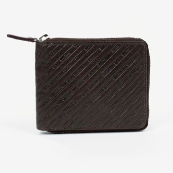 Portefeuille en cuir marron, Emboss Leather Collection - 11x9 cm - Mod.3 1