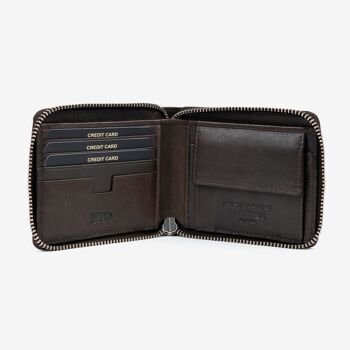 Portefeuille en cuir marron, Emboss Leather Collection - 11x9 cm - Mod.3 2