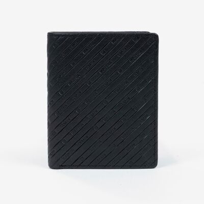 Portefeuille en cuir, couleur noire, Emboss Leather Collection - 9x11 cm - Mod.2