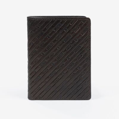 Portefeuille en cuir, marron, Emboss Leather Collection - 7.5x11.5 cm