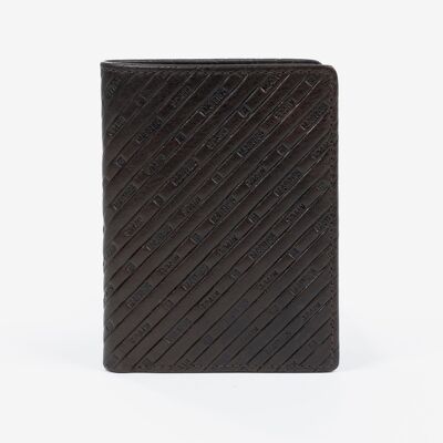 Billetero piel, color marrón, Colección Emboss Leather - 7.5x11.5 cm