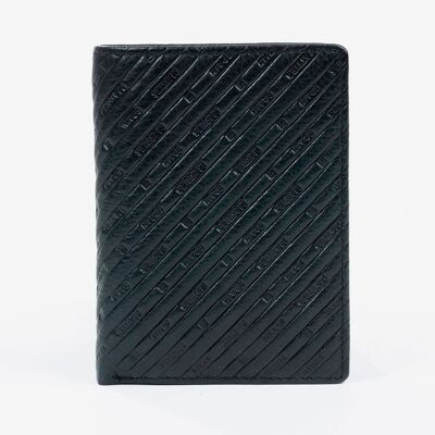 Portefeuille en cuir, couleur noire, Emboss Leather Collection - 9.5x12.5 cm