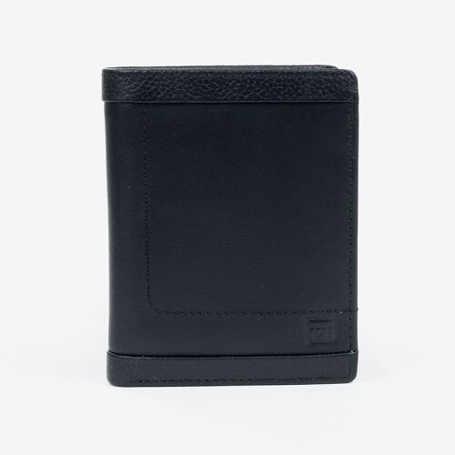 Billetero piel, color negro, Colección Caribu Leather - 9x11 cm