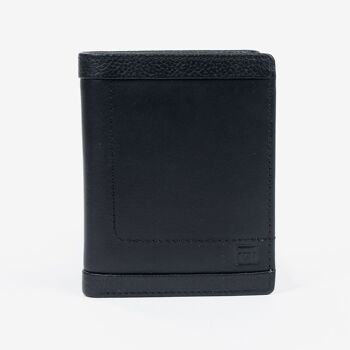 Portefeuille en cuir, couleur noire, Caribu Leather Collection - 9x11 cm 1