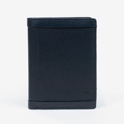 Leather wallet, blue color, Caribu Leather Collection - 8.5x11.5 cm - Mod. 2