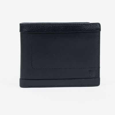 Leather wallet, black color, Caribu Leather Collection - 11.5x9 cm