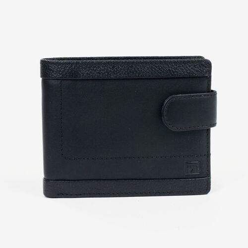 Billetero piel, color negro, Colección Caribu Leather - 11x9 cm