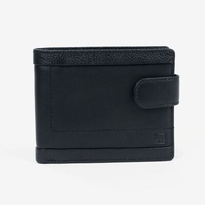 Leather wallet, black color, Caribu Leather Collection - 11x9 cm