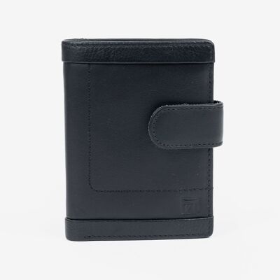 Portafoglio in pelle, colore nero, Collezione Caribu Leather - 8,5x11,5 cm - Mod. 2