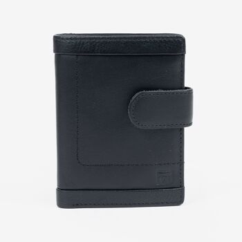 Portefeuille en cuir, couleur noire, Caribu Leather Collection - 8,5x11,5 cm - Mod.2 1