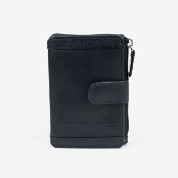 Portefeuille en cuir, couleur noire, Caribu Leather Collection - 7.5x11 cm 1