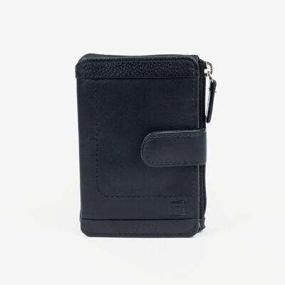 Leather wallet, black color, Caribu Leather Collection - 7.5x11 cm