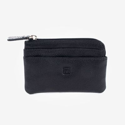 Black leather purse, Wash Leather Wallets Collection - 11x7 cm