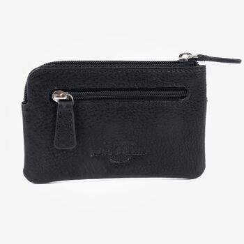 Porte-monnaie en cuir noir, Collection Wash Leather Wallets - 11x7 cm 2