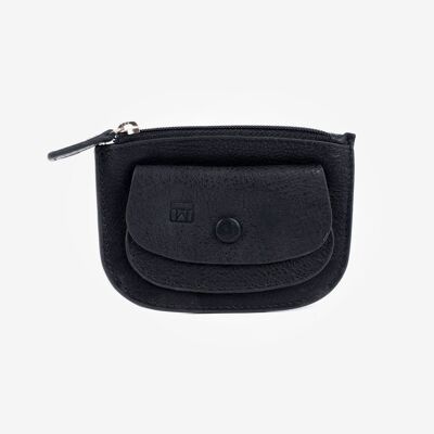 Portamonete in pelle nera, Collezione Wash Leather Wallets - 10,5x8 cm