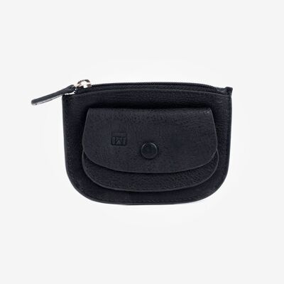 Black leather purse, Wash Leather Wallets Collection - 10.5x8 cm