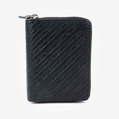 Billetero piel, color negro, Colección Emboss Leather - 9x11 cm - Mod. 1