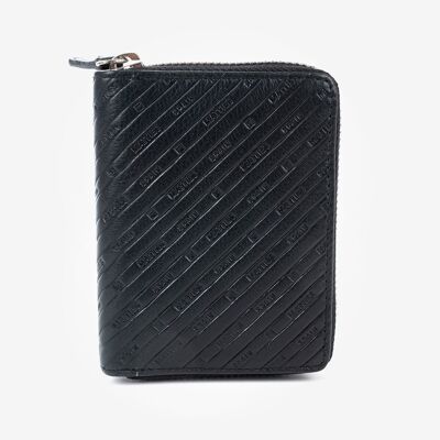 Portafoglio in pelle, colore nero, Collezione Emboss Leather - 9x11 cm - Mod. 1
