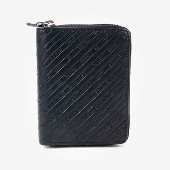 Portefeuille en cuir, couleur noire, Emboss Leather Collection - 9x11 cm - Mod.1 1