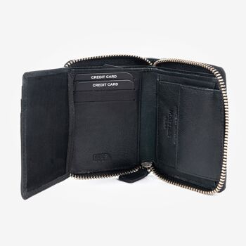 Portefeuille en cuir, couleur noire, Emboss Leather Collection - 9x11 cm - Mod.1 2