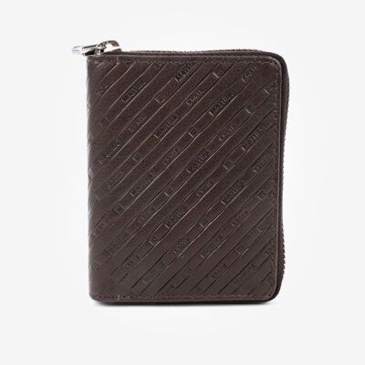 Portefeuille en cuir marron, Emboss Leather Collection - 9x11 cm - Mod.2