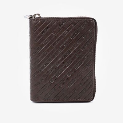 Leather wallet, brown, Emboss Leather Collection - 9x11 cm - Mod. 2