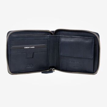 Portefeuille en cuir, couleur bleue, Emboss Leather Collection - 11x9 cm - Mod.3 2