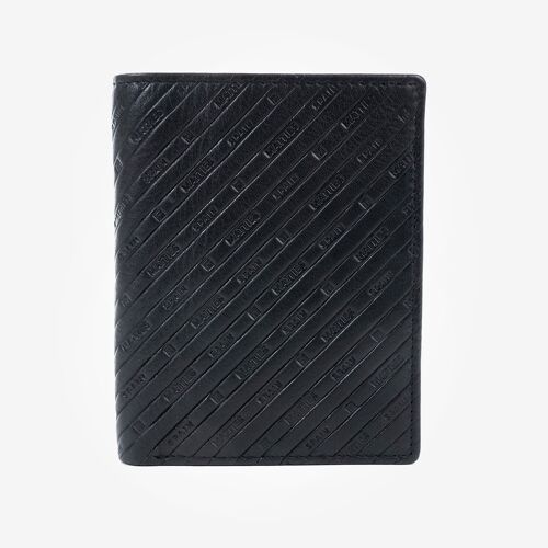 Billetero piel, color negro, Colección Emboss Leather - 7.5x11.5 cm