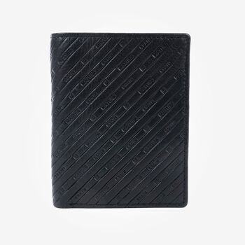 Portefeuille en cuir, couleur noire, Emboss Leather Collection - 7.5x11.5 cm 1