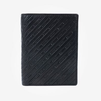 Leather wallet, black color, Emboss Leather Collection - 7.5x11.5 cm