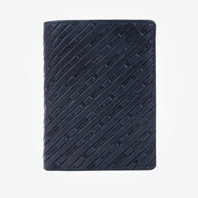 Portafoglio in pelle, colore blu, Collezione Emboss Leather - 7,5x11,5 cm