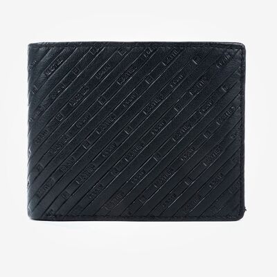Leather wallet, black color, Emboss Leather Collection - 11x9 cm - Mod. 2