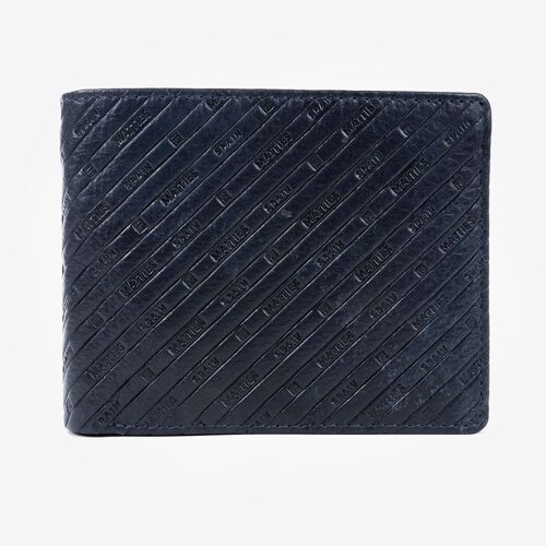 Billetero piel, color azul, Colección Emboss Leather - 11x9 cm - Mod. 2