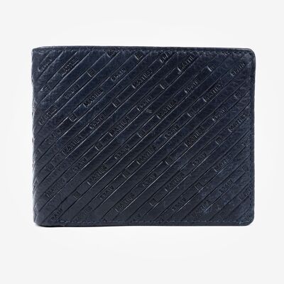 Leather wallet, blue color, Emboss Leather Collection - 11x9 cm - Mod. 2