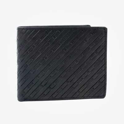 Leather wallet, black color, Emboss Leather Collection - 11x9 cm - Mod. 1