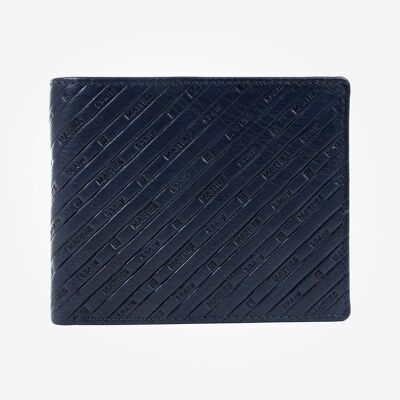 Portefeuille en cuir, couleur bleue, Emboss Leather Collection - 11x9 cm - Mod.1