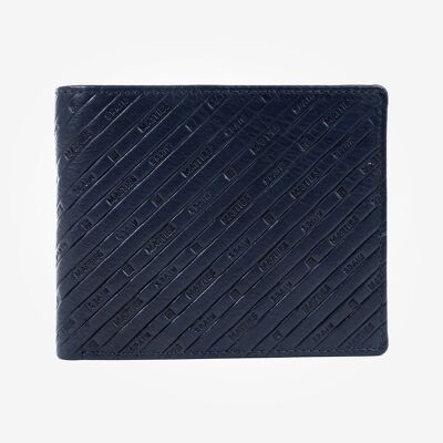 Billetero piel, color azul, Colección Emboss Leather - 11x9 cm - Mod. 1