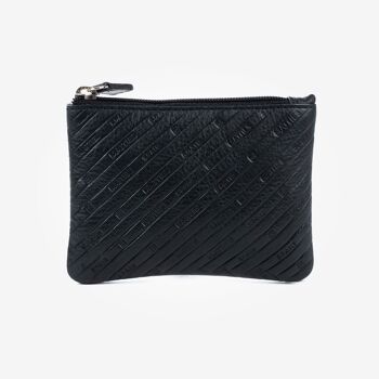 Porte-monnaie en cuir, coloris noir, Collection Emboss Leather - 11x8 cm 1