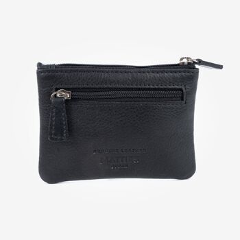 Porte-monnaie en cuir, coloris noir, Collection Emboss Leather - 11x8 cm 2