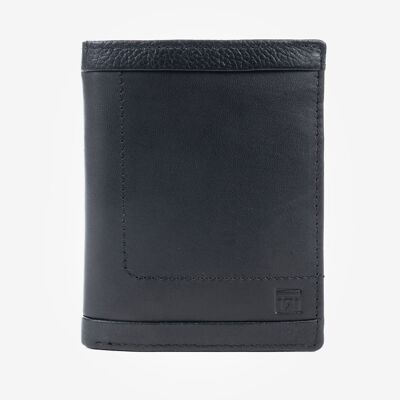 Portafoglio in pelle, colore nero, Collezione Caribu Leather - 8,5x11,5 cm - Mod. 1