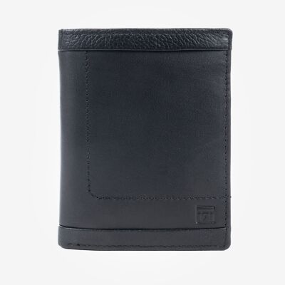 Leather wallet, black color, Caribu Leather Collection - 8.5x11.5 cm - Mod. 1