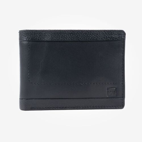 Billetero piel, color negro, Colección Caribu Leather - 10.5x8.5 cm
