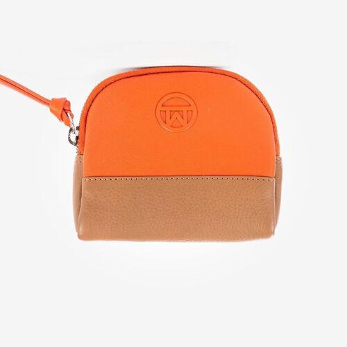 Monedero piel, color naranja, Colección Nappa Leather - 12x10 cm