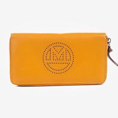 Leather wallet, mustard color, Nappa Leather Collection - 11x19 cm